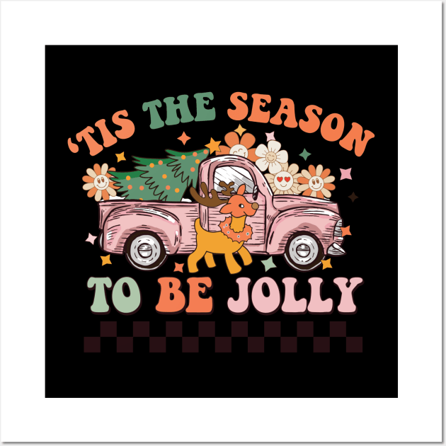 Tis the season to be jolly Farm Christmas Tree Ugly Xmas Sweater Wall Art by BadDesignCo